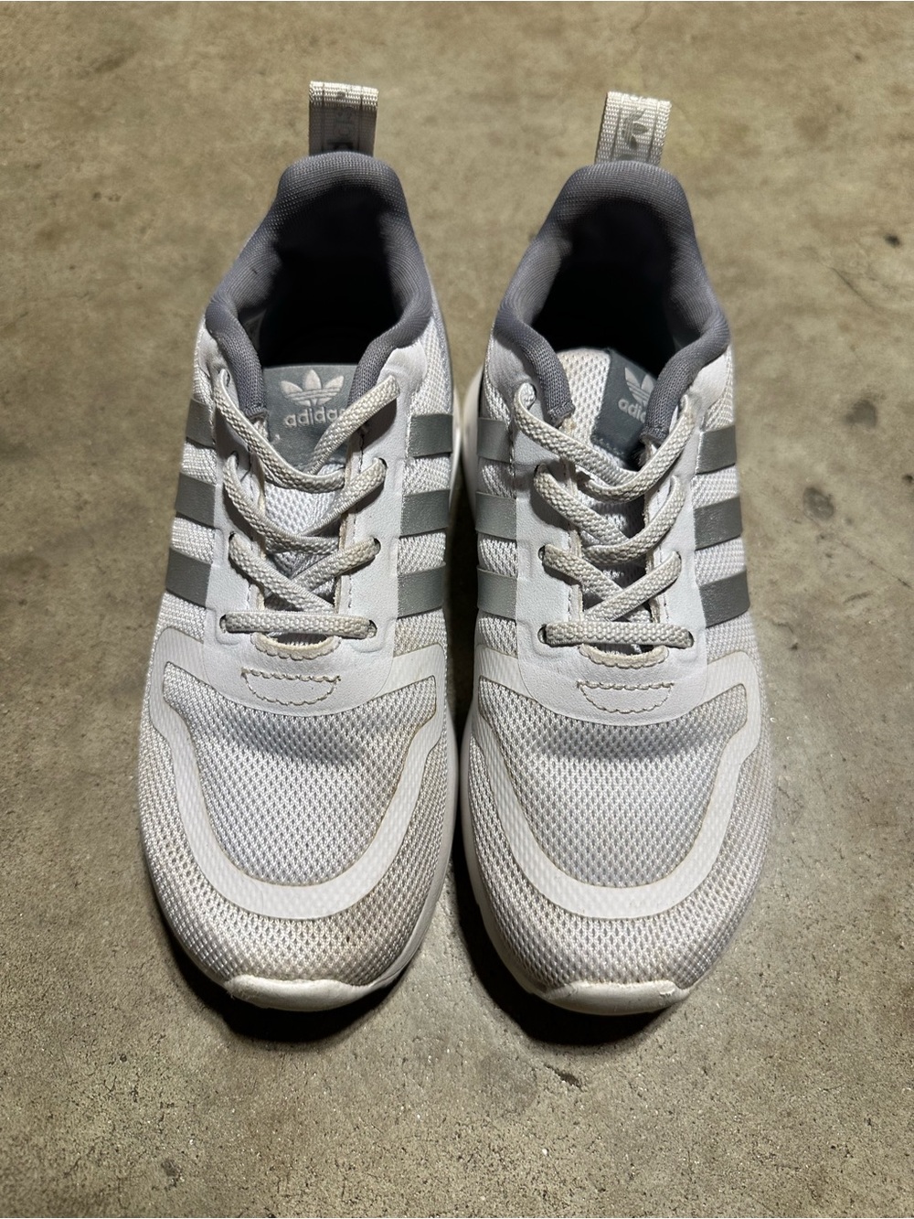adidas Kids White and Gray Sneakers